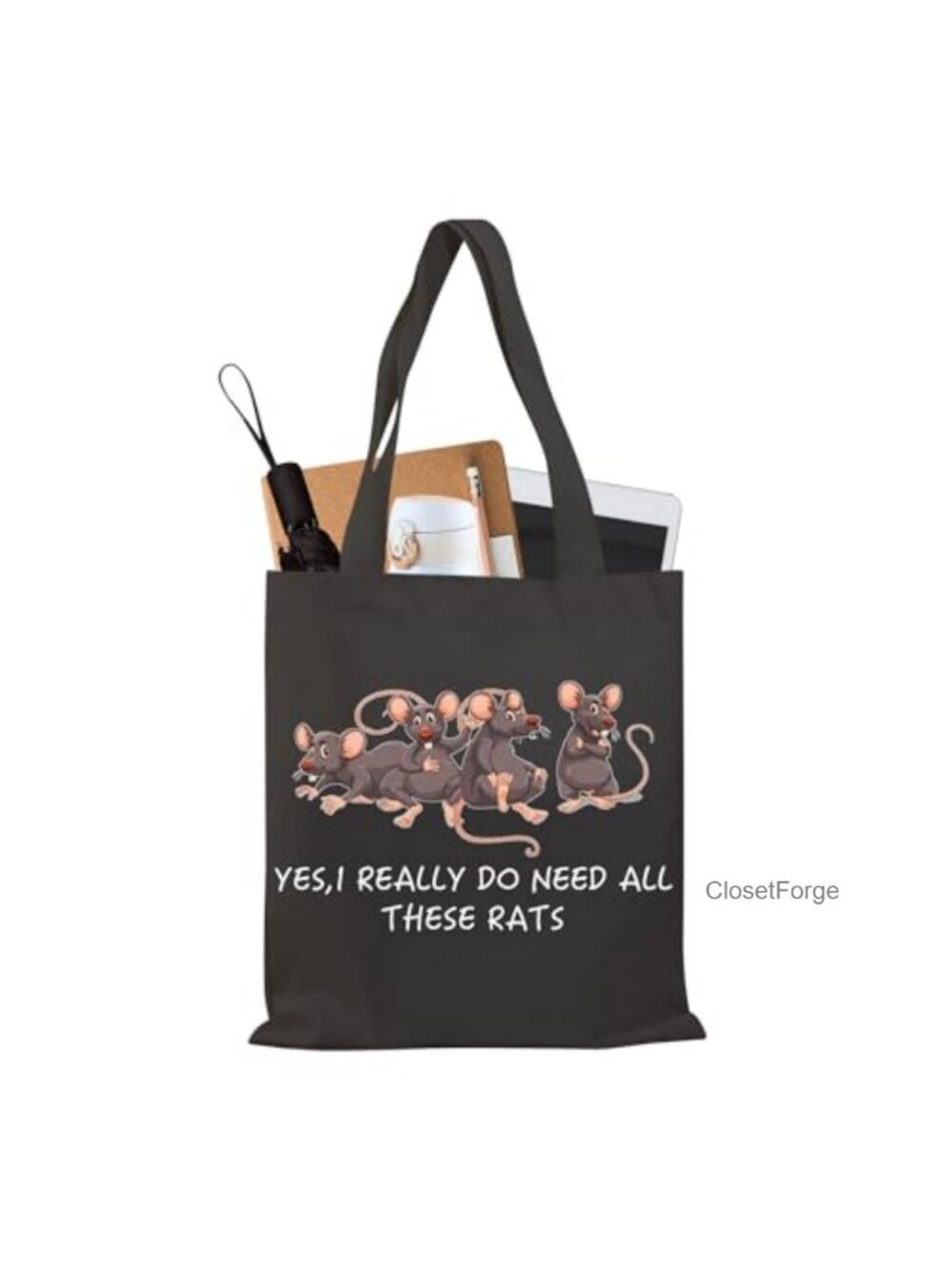Canvas Rat Tote Bag - Funny Rat Mom Gift - Waterproof Tote